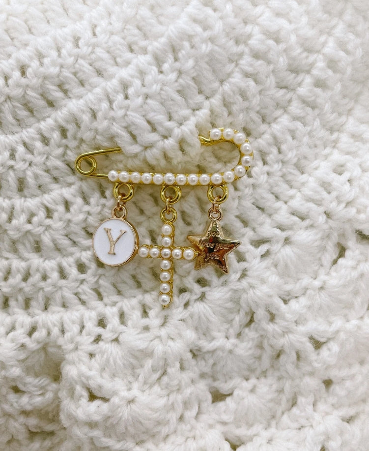 Small Gold Pearl Baby Keepsake pin brooch