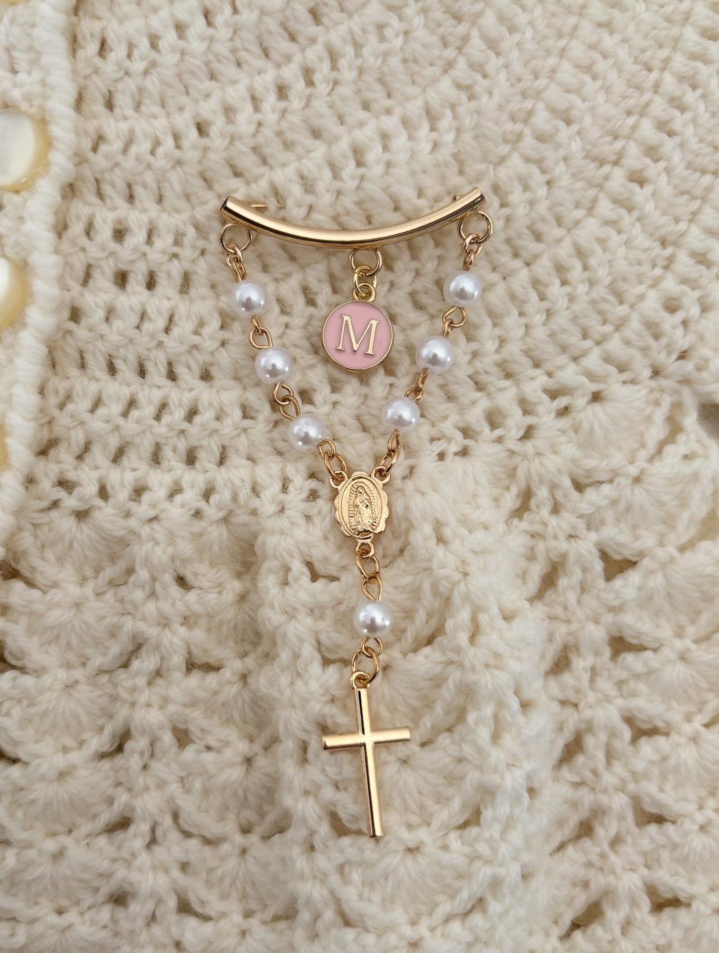 Catholic Baby personalised gift - Rosary Virgin Mary Religious Jewellery