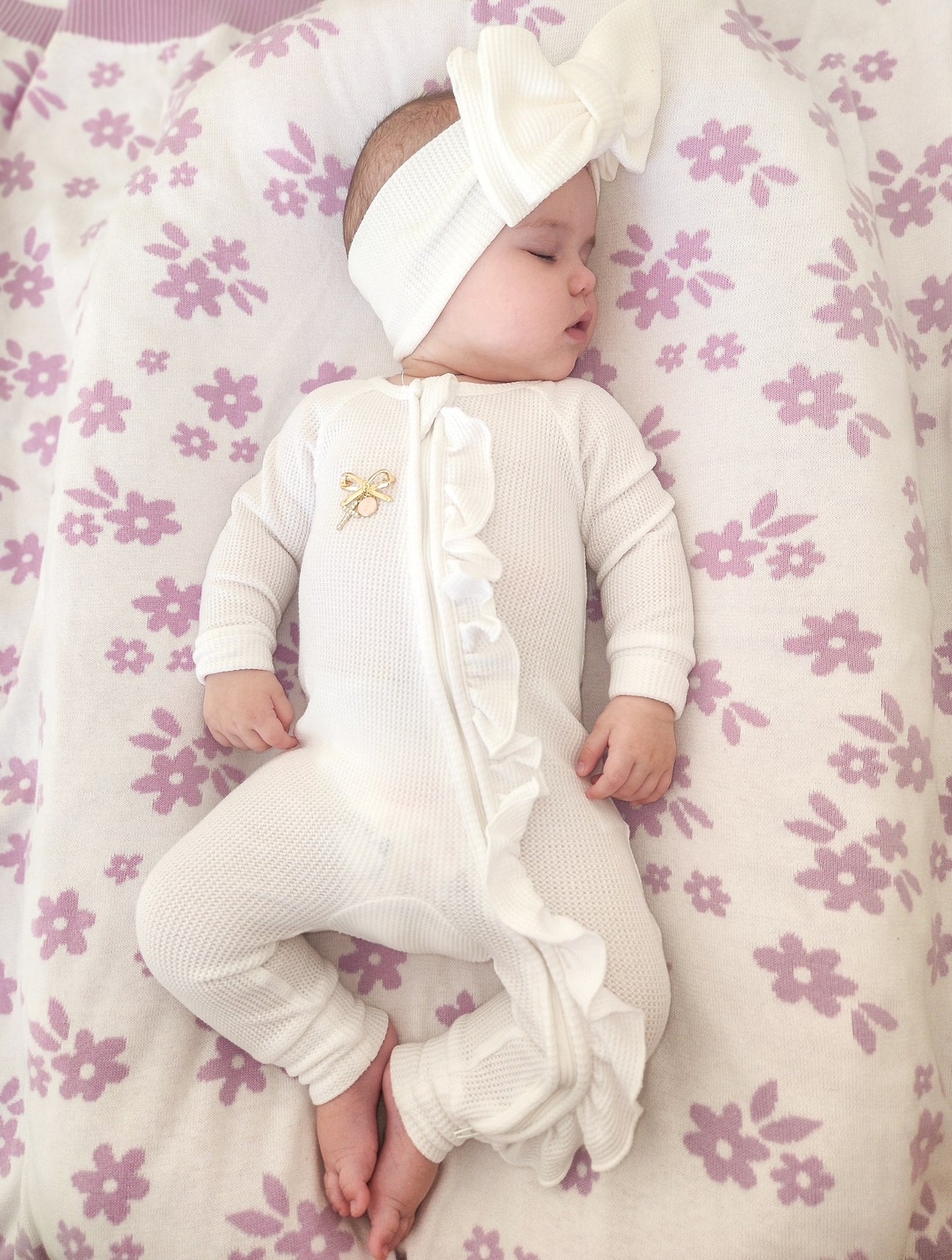 Gold bow brooch personalised baby keepsake pin