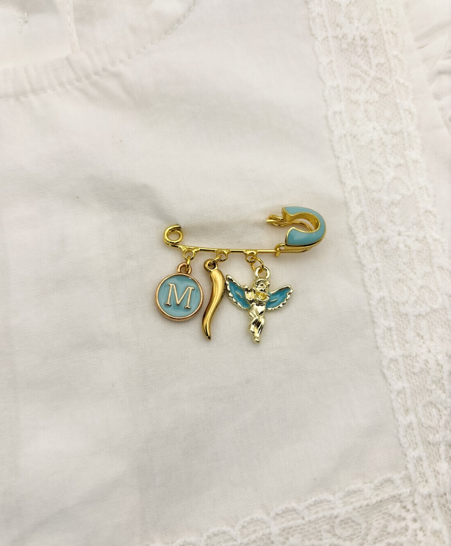 Gold Italian Horn Cornicello Protective Pin