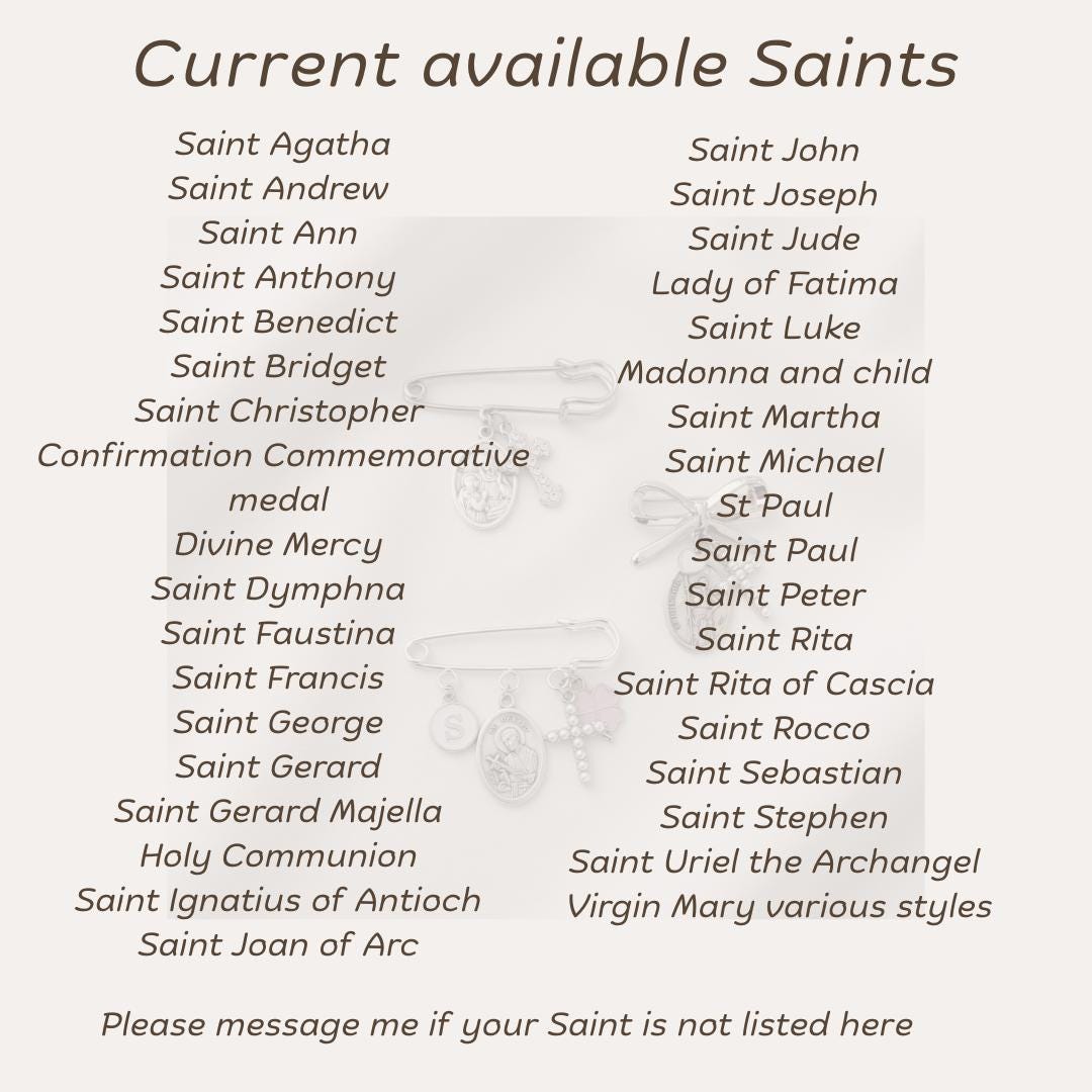 Silver Catholic Saint baby gift for Baptism, Christening, baby shower boy or girl