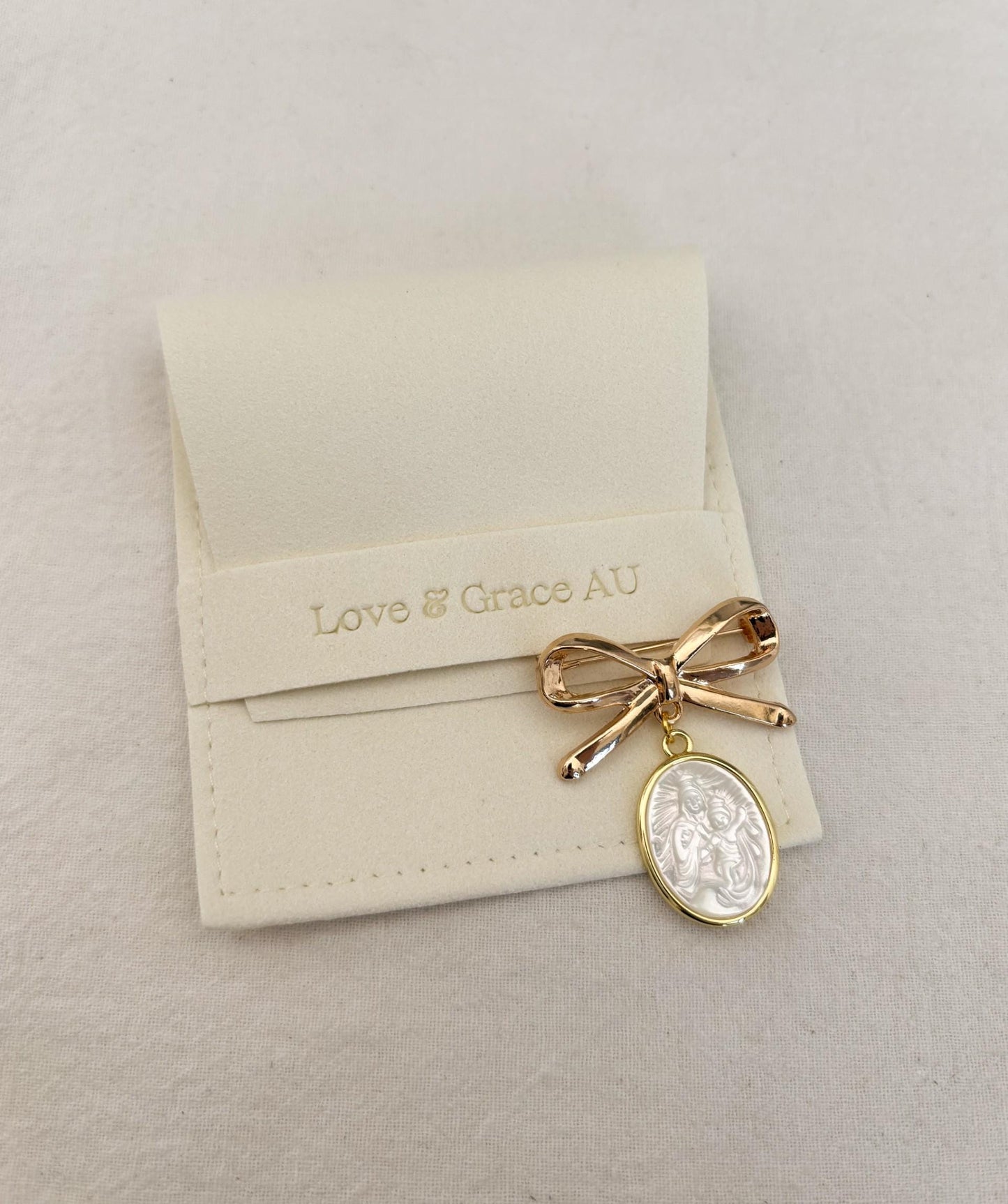 Virgin Mary and baby Jesus pendant brooch - Catholic jewelry keepsake gift