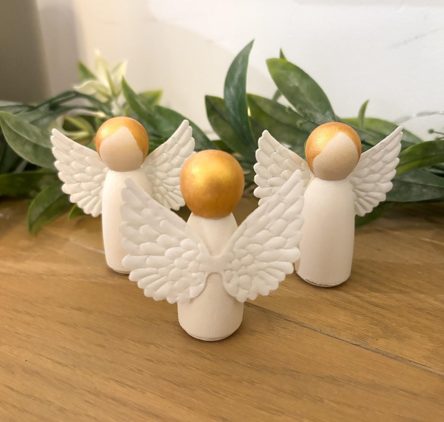Handmade wooden Guardian Angel figurine; gift for boy or girl Baptism, Christening, Baby shower