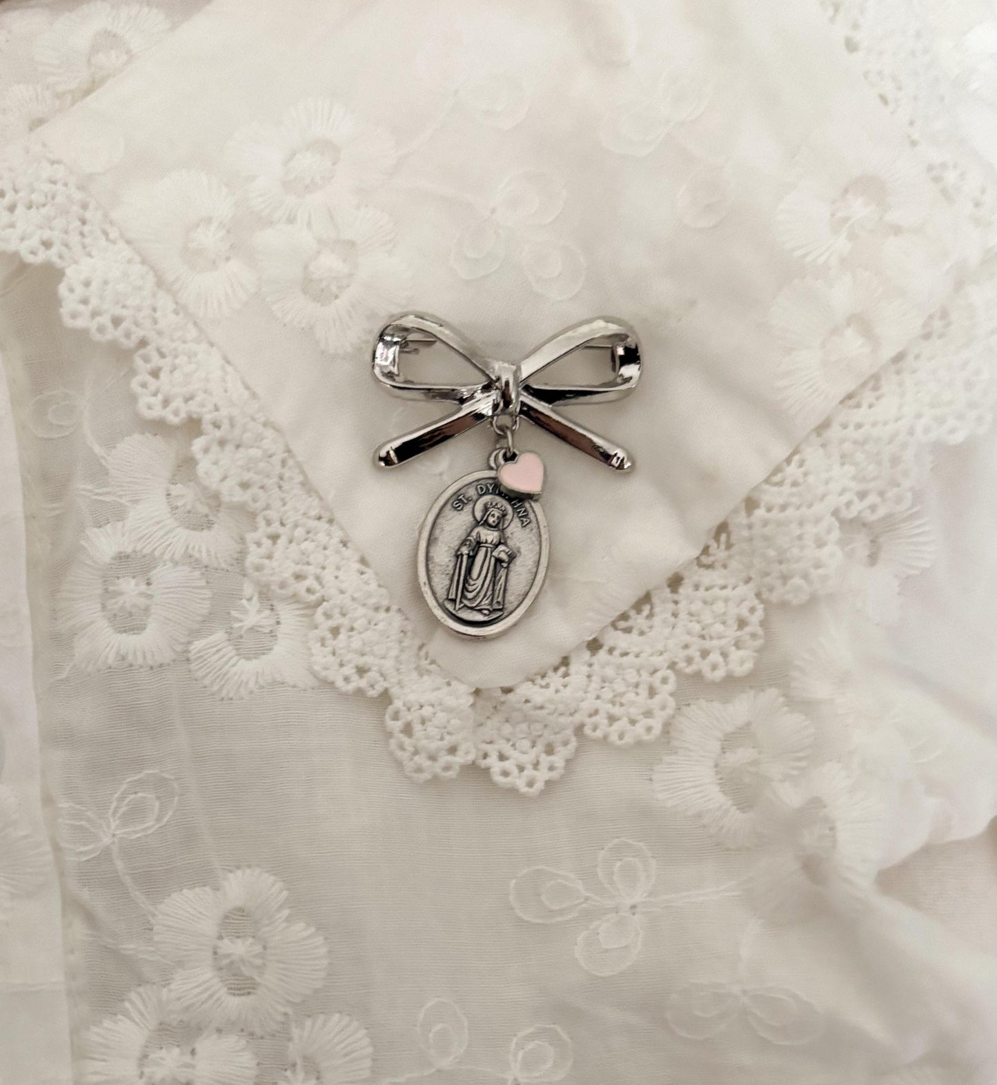 Silver Catholic Saint baby gift for Baptism, Christening, baby shower boy or girl