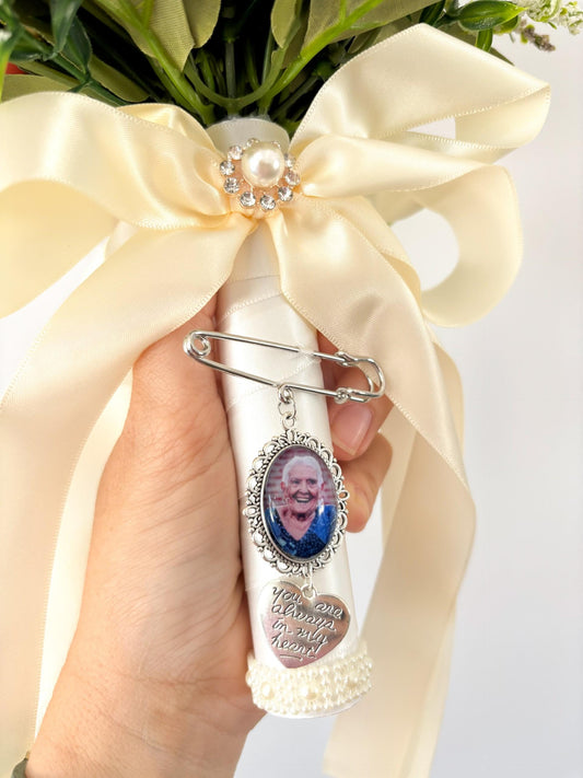 Wedding bridal bouquet memorial photo charm