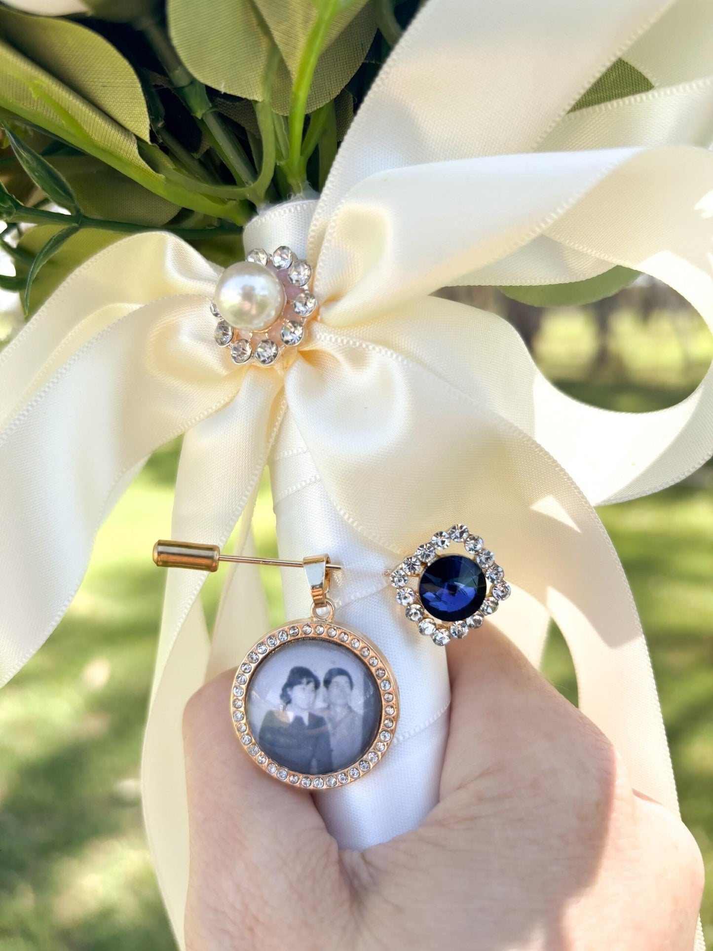 Wedding bridal bouquet personalised photo charm