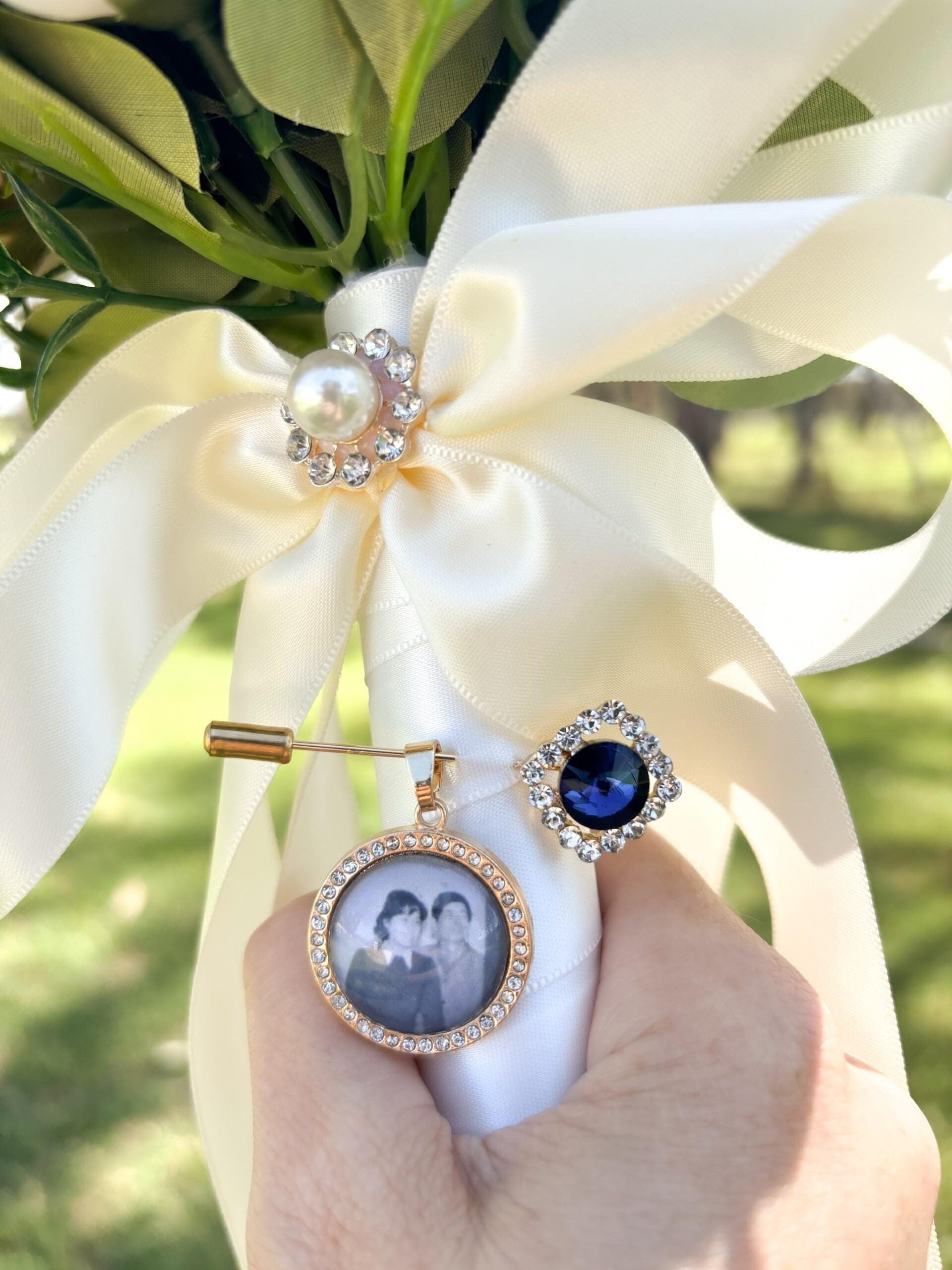 Wedding bridal bouquet personalised photo charm
