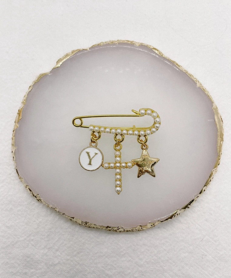 Small Gold Pearl Baby Keepsake pin brooch