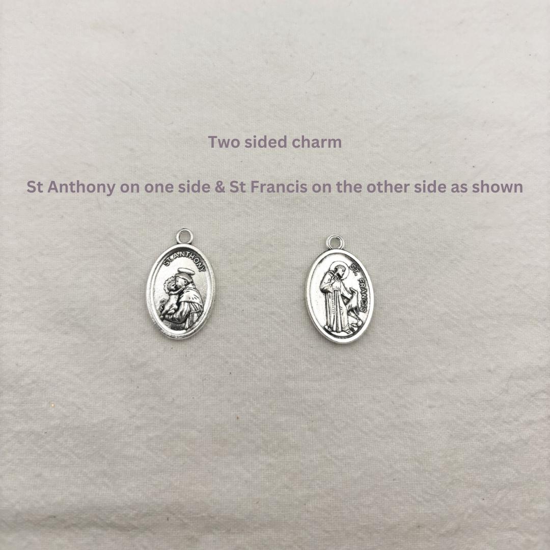 St Francis, St Anthony Catholic baby keepsake pin
