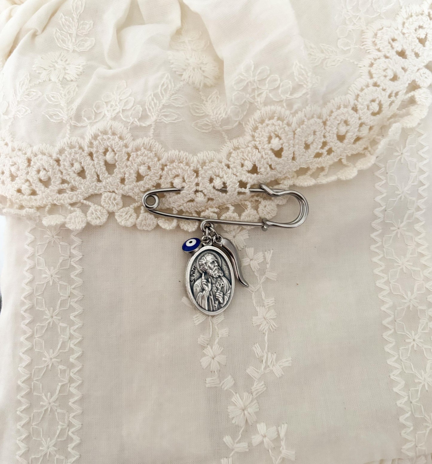Silver Catholic Saint baby gift for Baptism, Christening, baby shower boy or girl