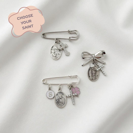 Silver Catholic Saint baby gift for Baptism, Christening, baby shower boy or girl