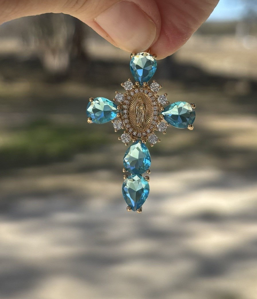Catholic Bridal Bouquet Charm | Virgin Mary Cross | Wedding Day Gift for Bride