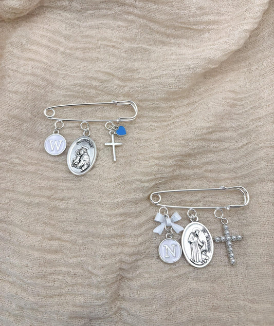 St Francis, St Anthony Catholic baby keepsake pin