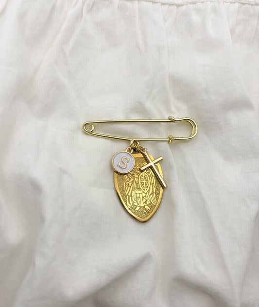 Saint Michael pendant brooch, Catholic Medallion shield Charm
