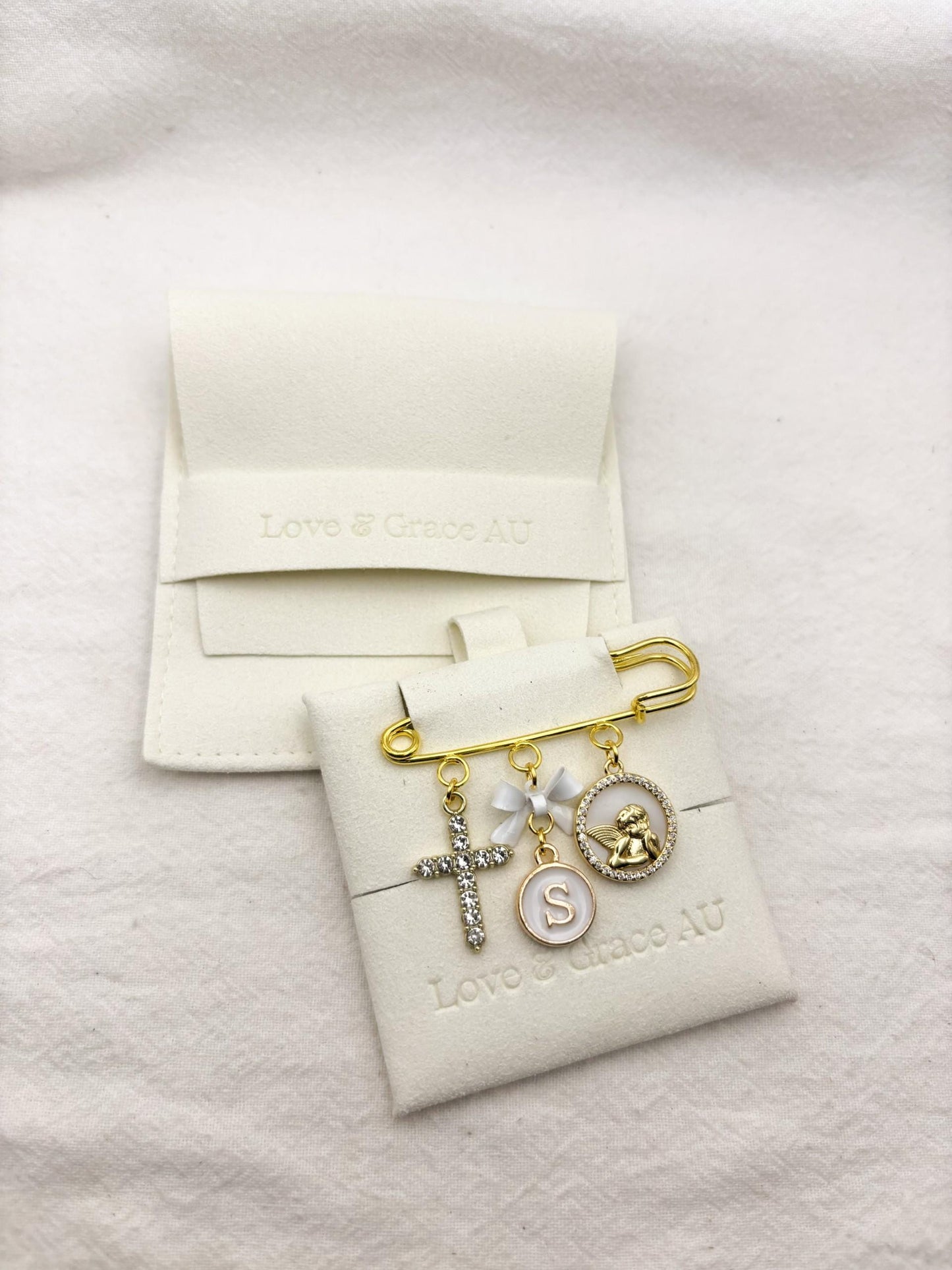 Personalized Baby Keepsake Pin: Angel Brooch, Christening Gift