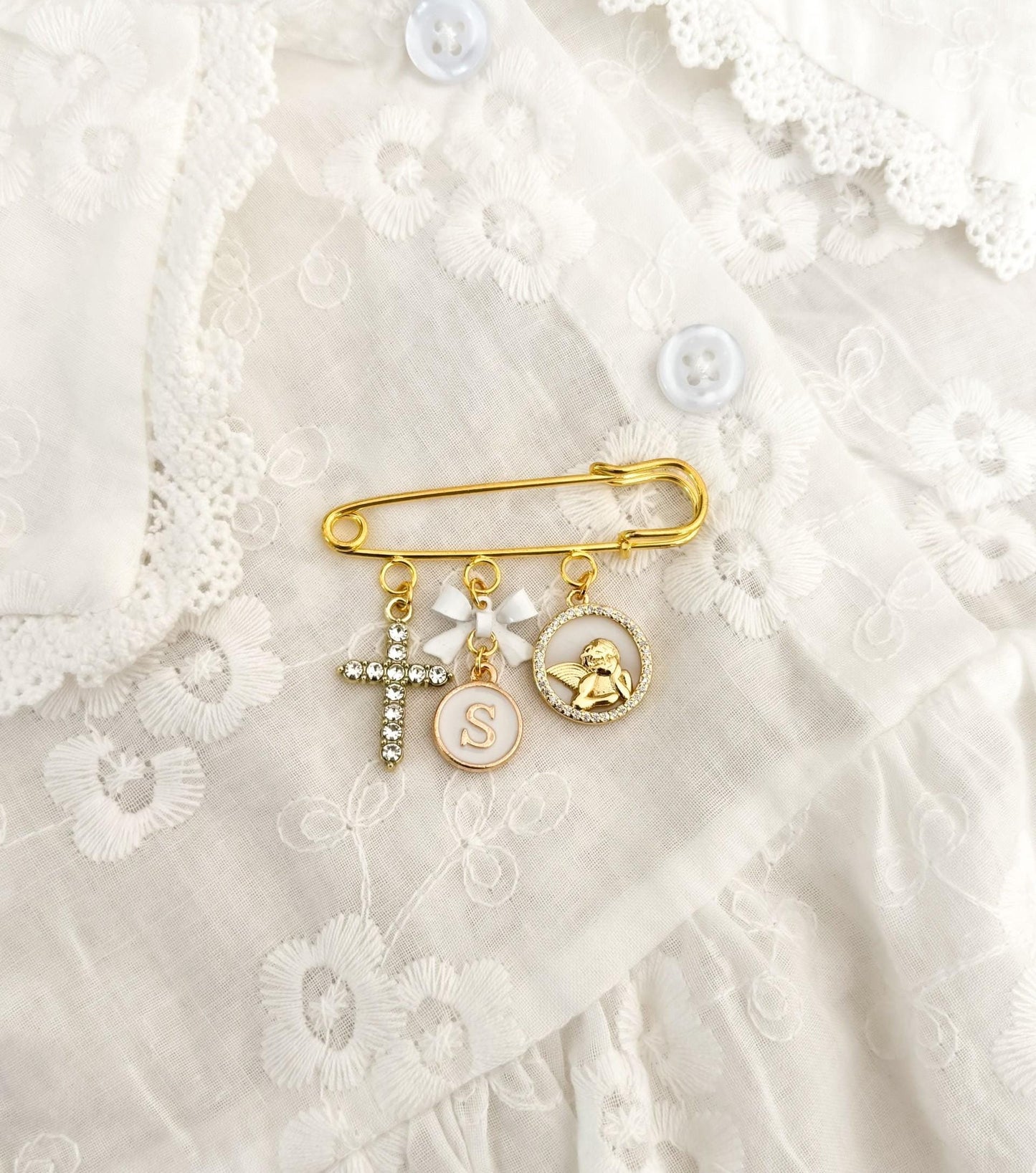 Baptism pin, Christening gift, Personalised baby keepsake pin, Catholic newborn gift, Gift from Godparent for god son, god daughter.