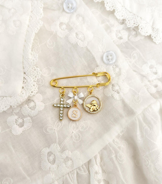 Baptism pin, Christening gift, Personalised baby keepsake pin, Catholic newborn gift, Gift from Godparent for god son, god daughter.