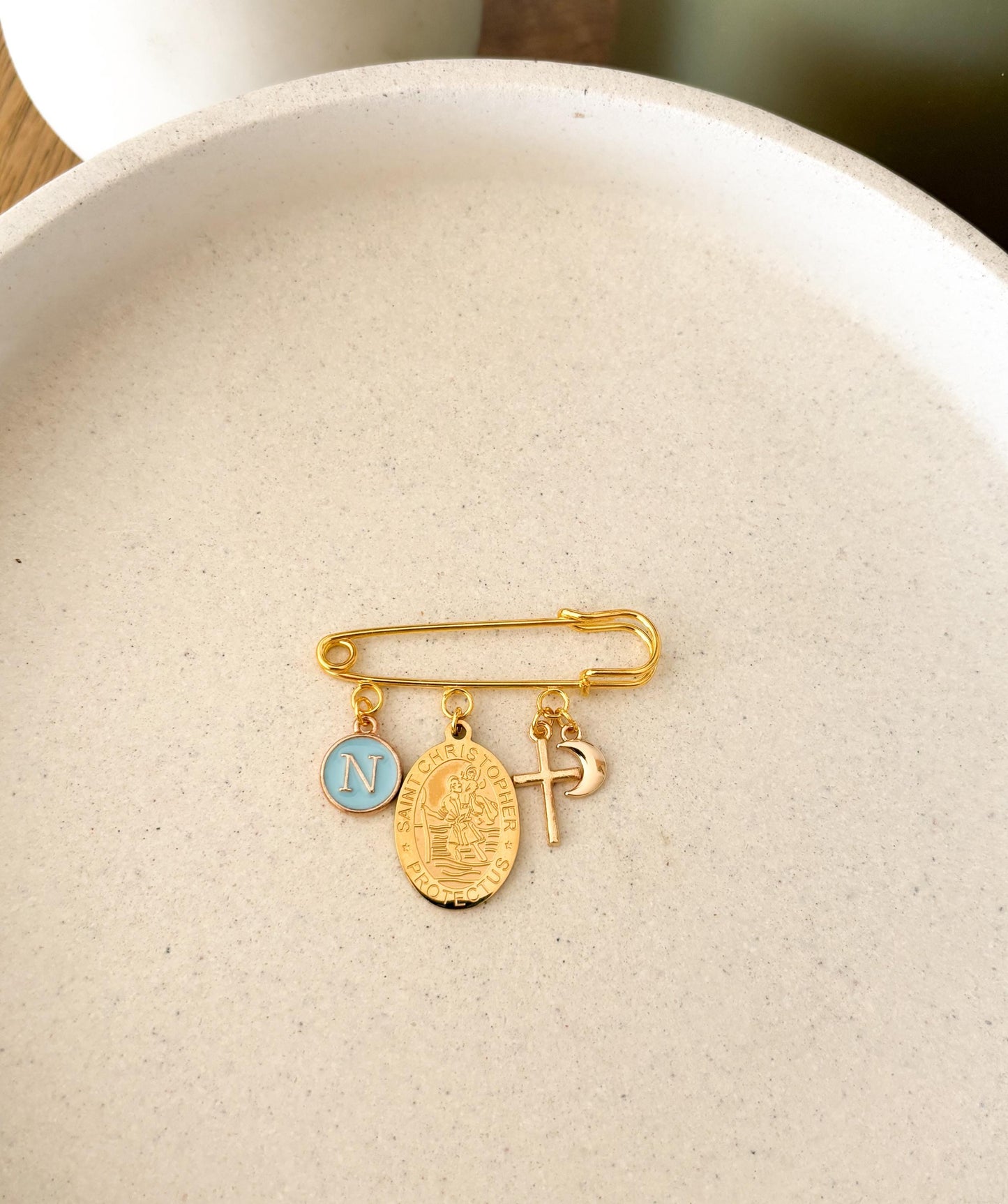 St. Christopher Baby Pin: Catholic Newborn Brooch, Godparent Gift
