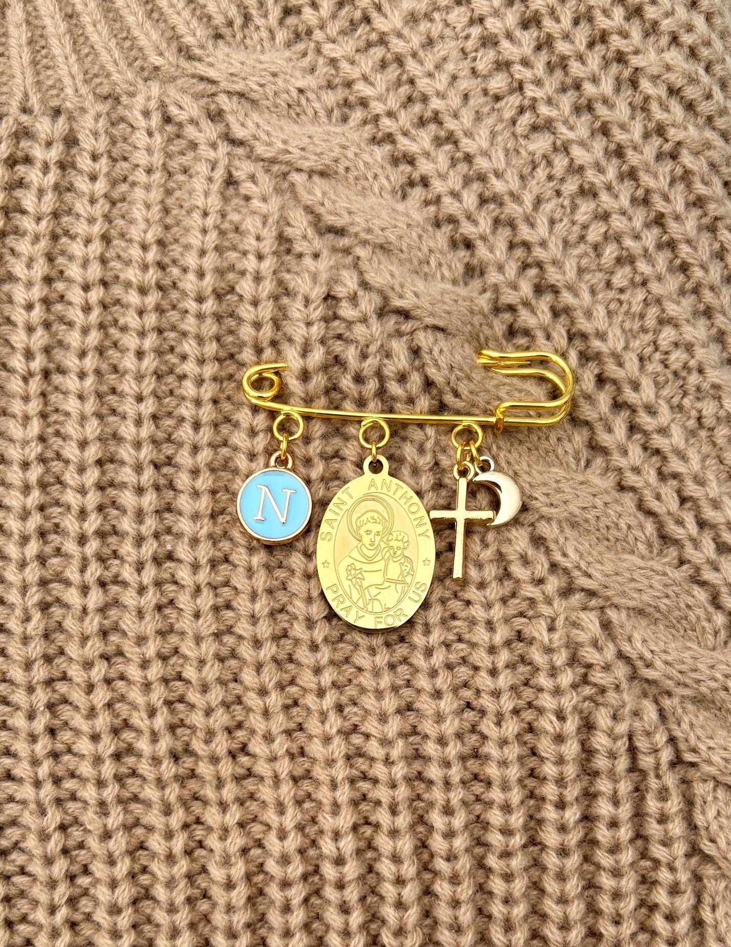 St Anthony Baby Pin: Catholic Christening Gift, Custom Keepsake