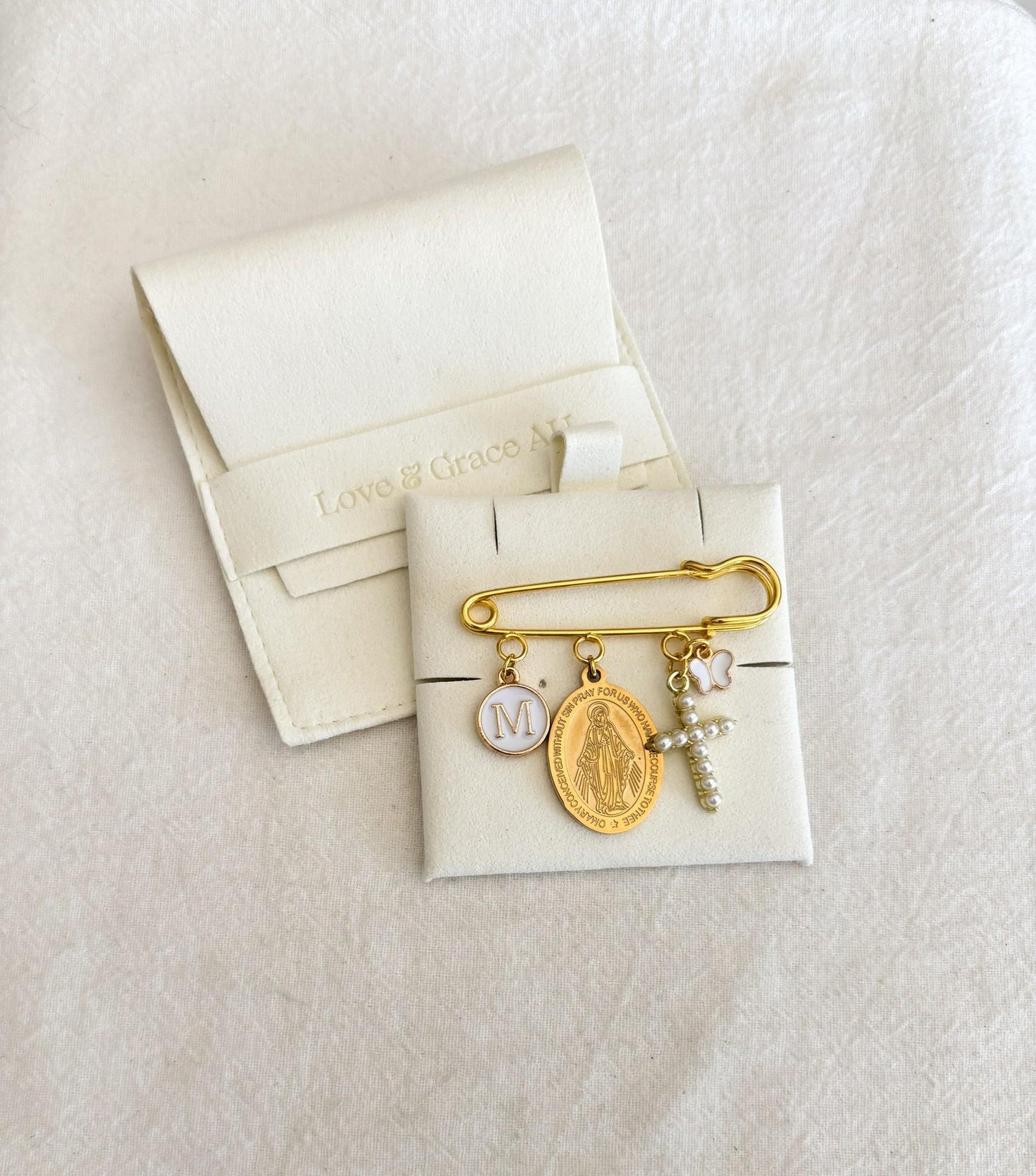 Personalized Virgin Mary Baby Pin: Catholic Christening Gift