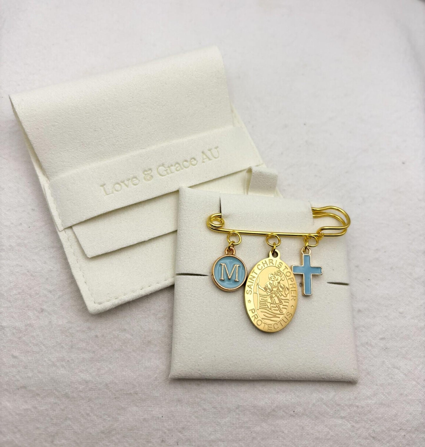 St. Christopher Baby Pin: Catholic Newborn Brooch, Godparent Gift