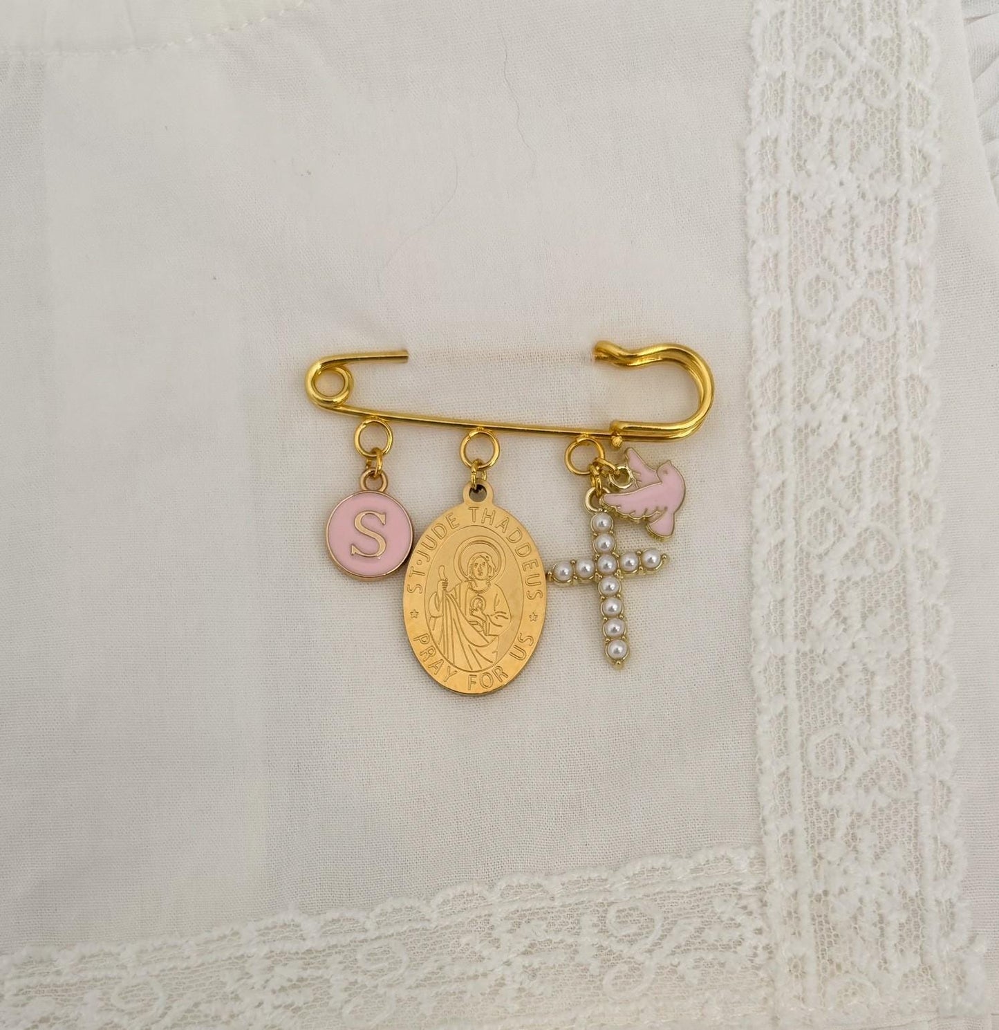 Personalized St Jude Baby Protection Pin: Catholic Christening Gift