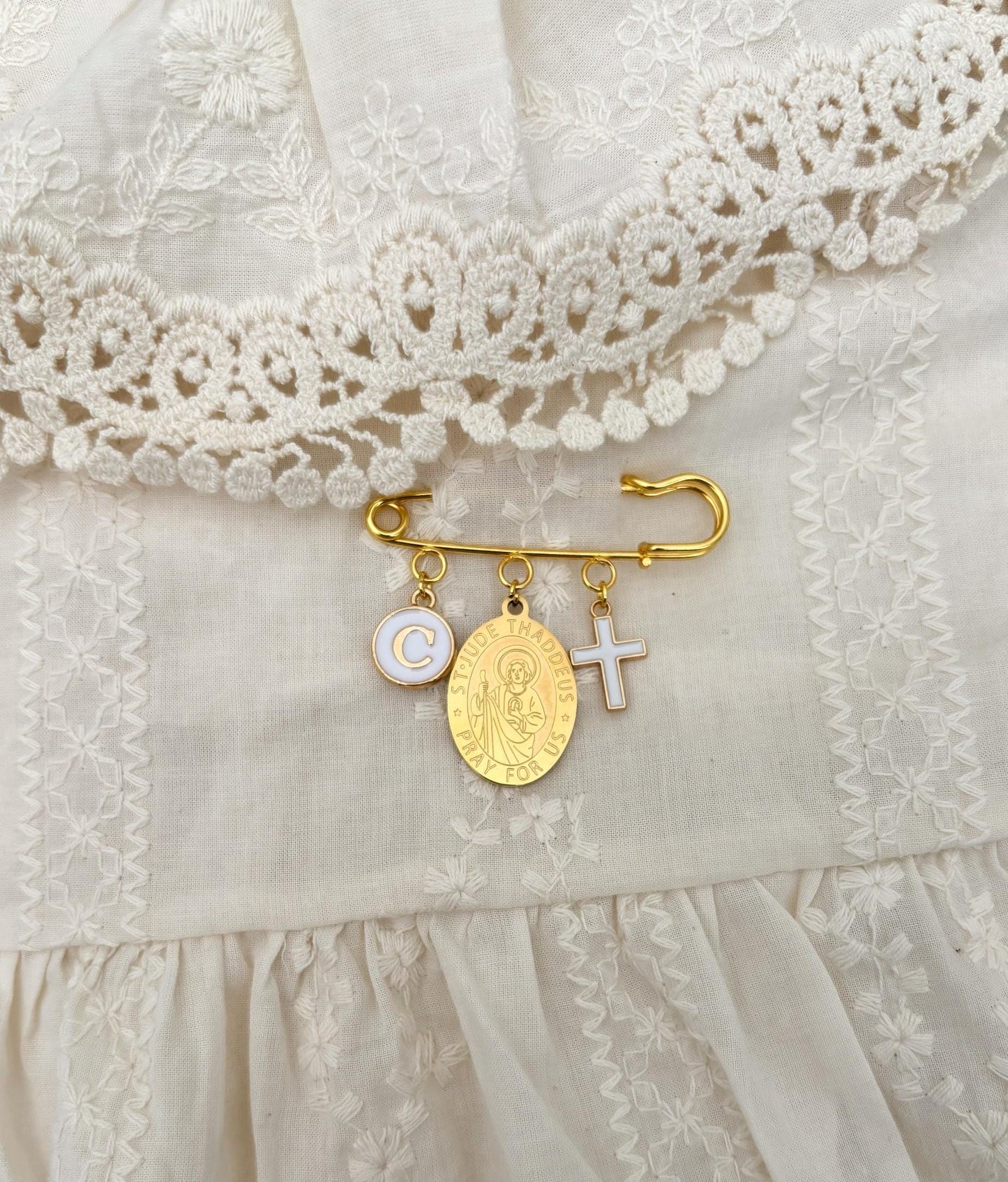 Personalized St Jude Baby Protection Pin: Catholic Christening Gift