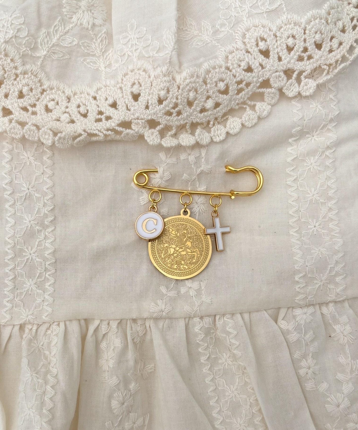 St George Baby Pin: Catholic Christening Gift, Custom Keepsake
