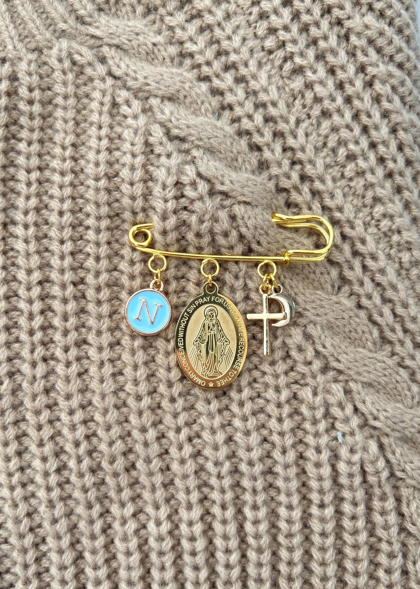 Personalized Virgin Mary Baby Pin: Catholic Christening Gift