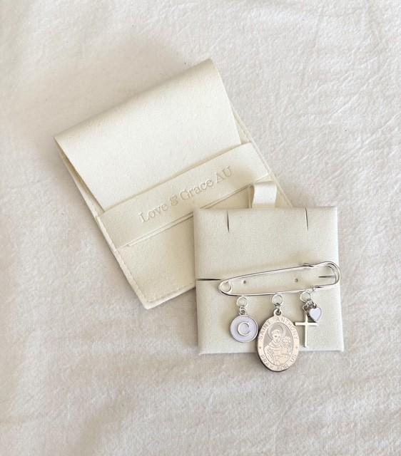 St Anthony Personalized Baby Pin: Christening Gift, Silver Catholic Keepsake