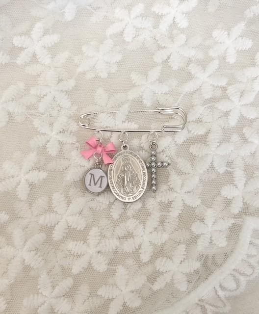 Personalized Miraculous Medal Baby Pin: Christening Gift, Catholic Keepsake