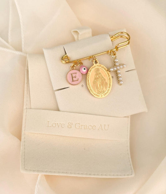 Personalized Virgin Mary Baby Pin: Catholic Christening Gift