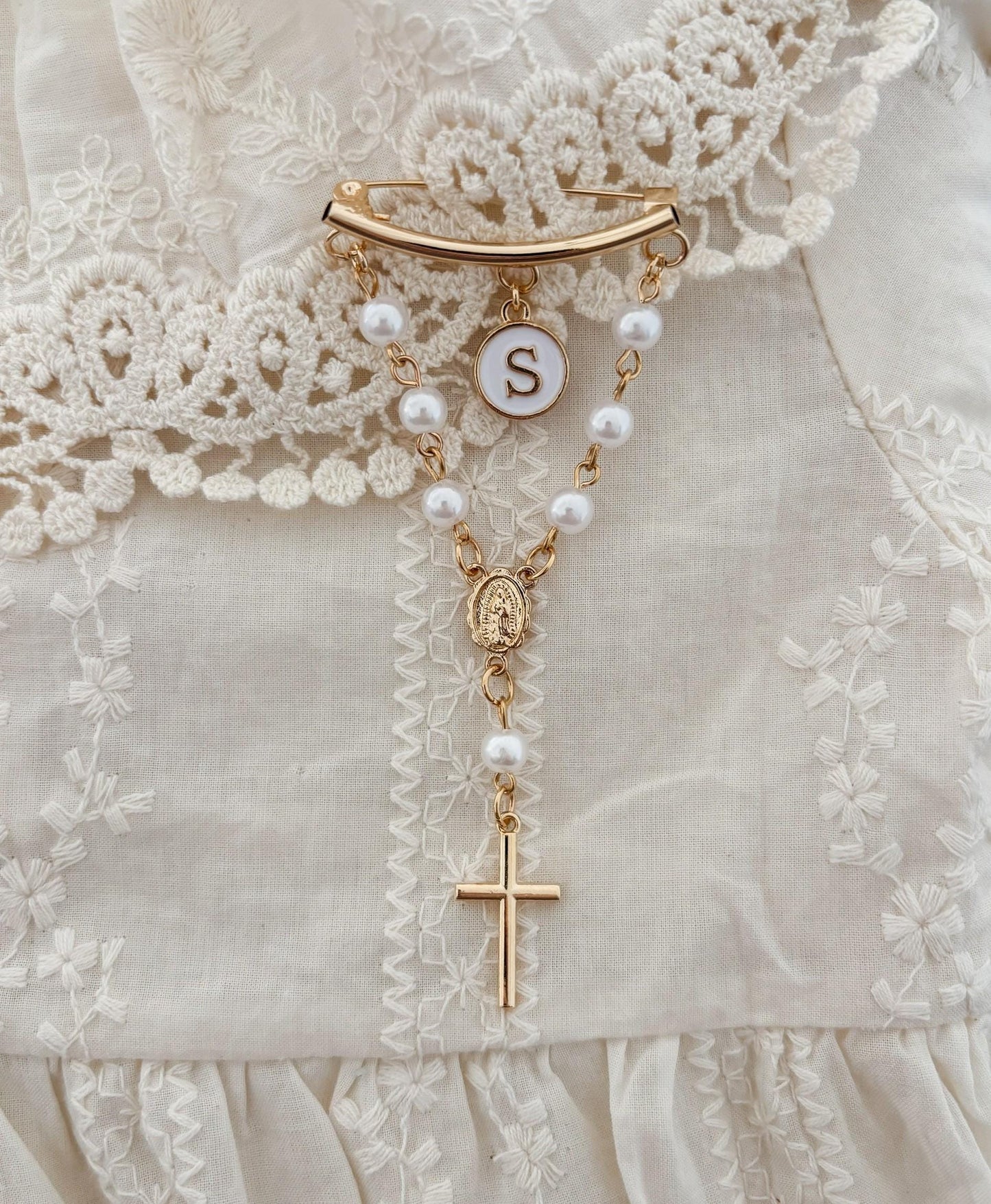 Catholic Baby personalised gift - Rosary Virgin Mary Religious Jewellery