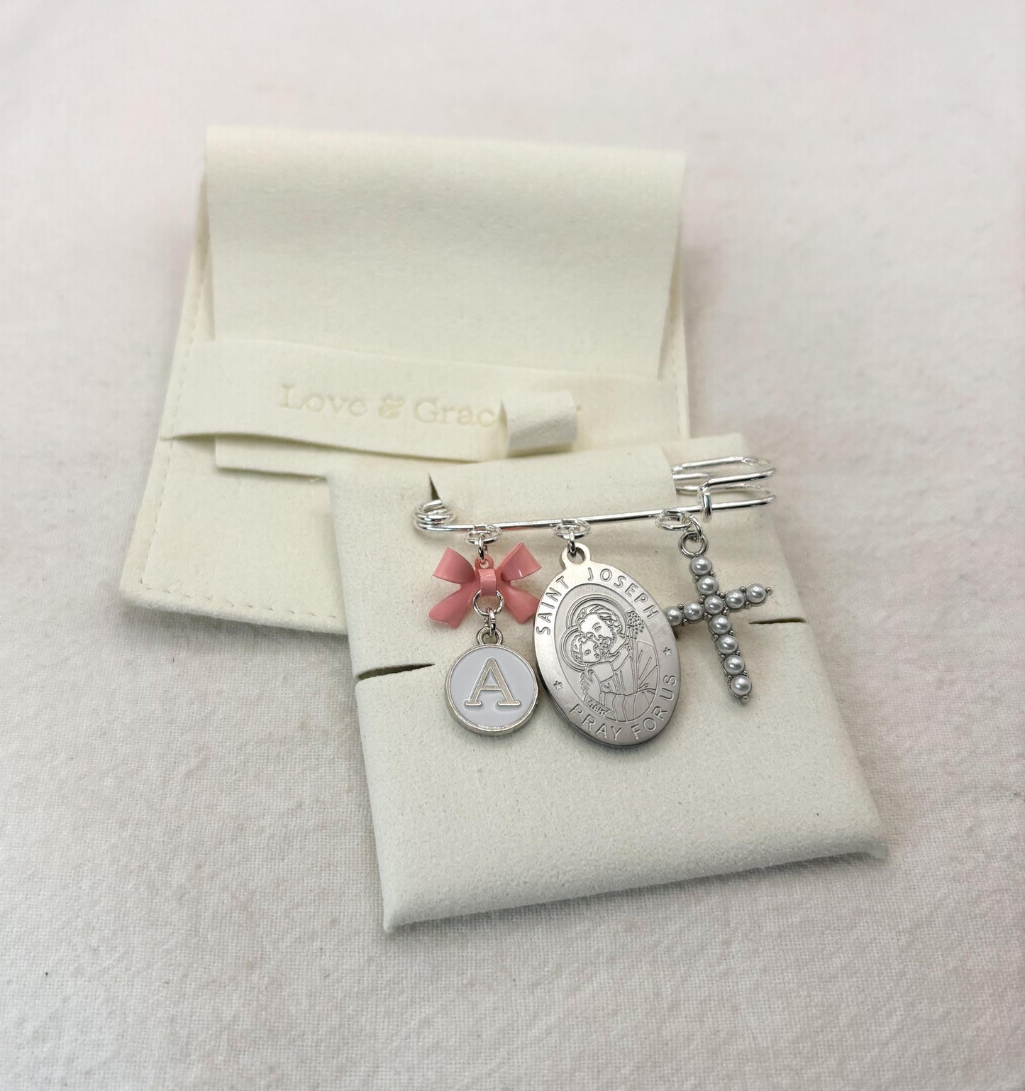 Personalized St Joseph Baby Pin: Silver Catholic Christening Gift