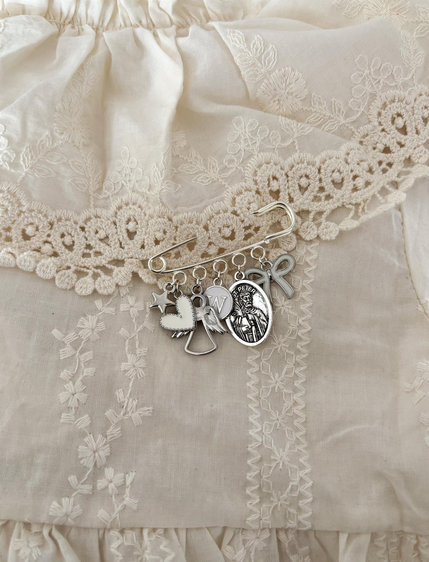 Personalized St Peter Baby Pin: Silver Catholic Christening Gift