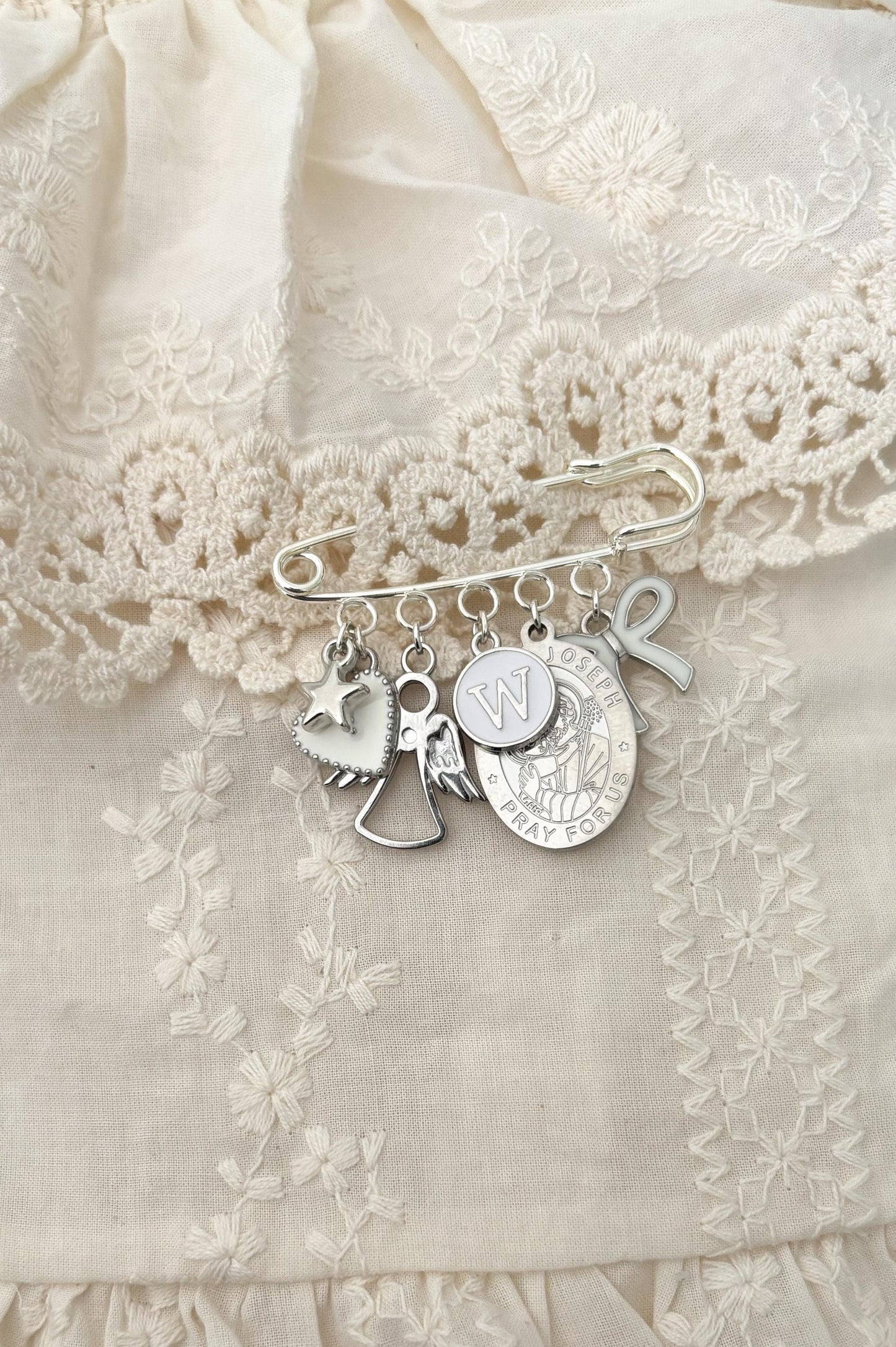 Personalized St Joseph Baby Pin: Silver Catholic Christening Gift