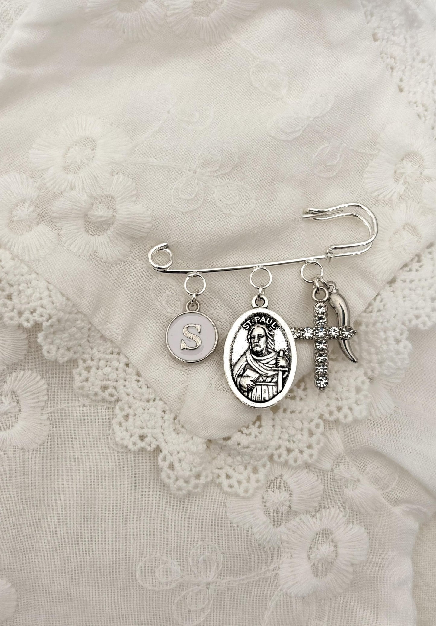Personalized St Paul Baby Pin: Silver Catholic Christening Gift