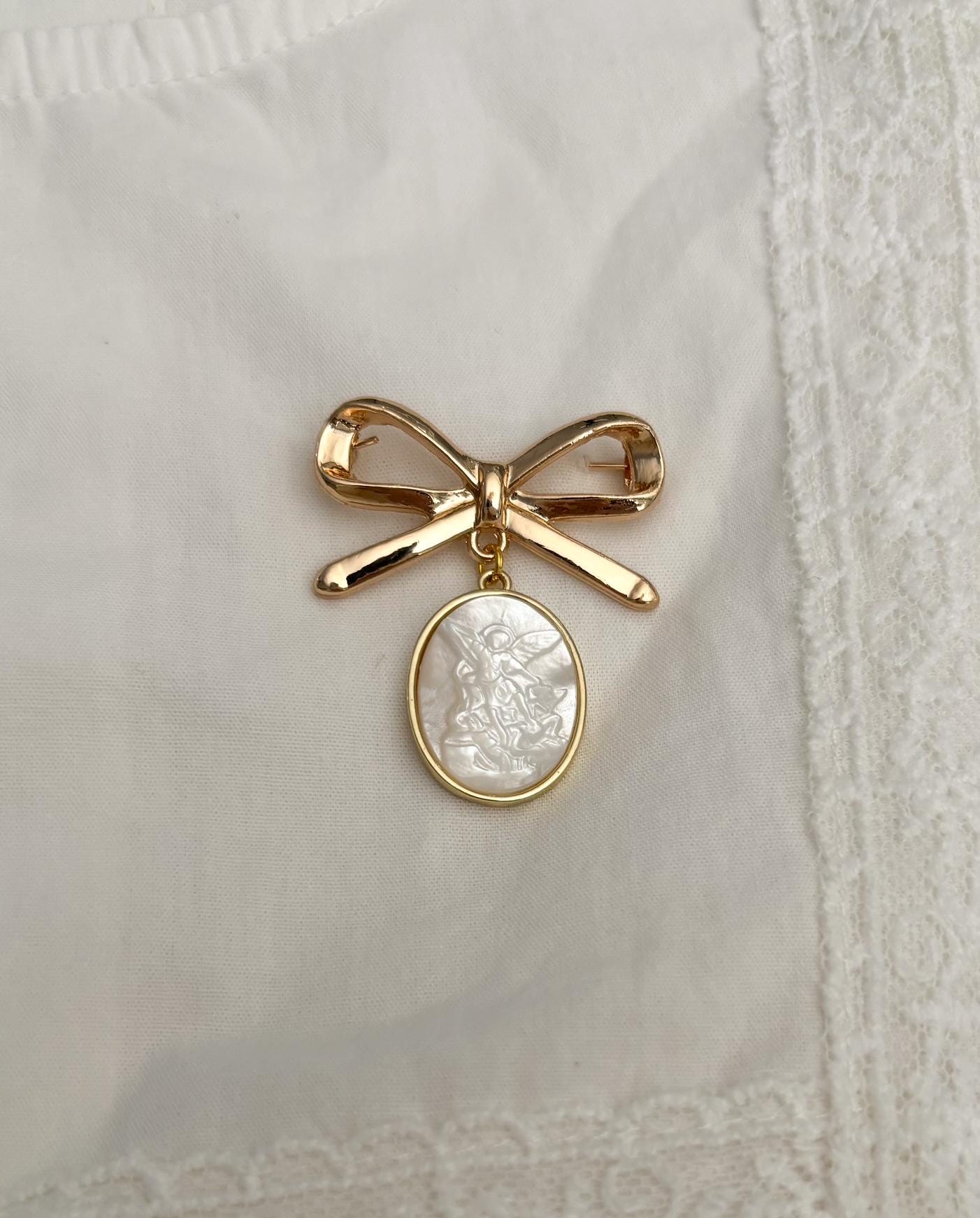 St Michael pendant brooch - Catholic jewelry keepsake gift