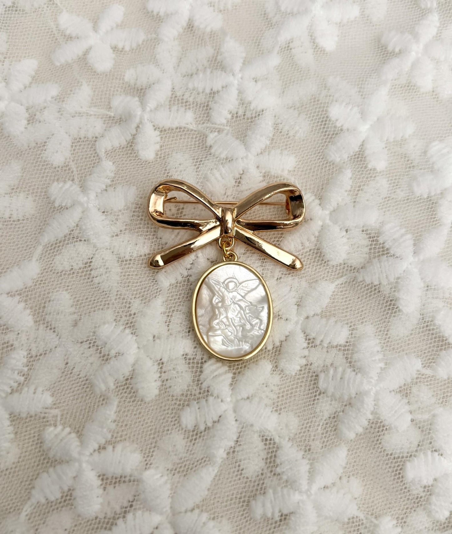 St Michael pendant brooch - Catholic jewelry keepsake gift