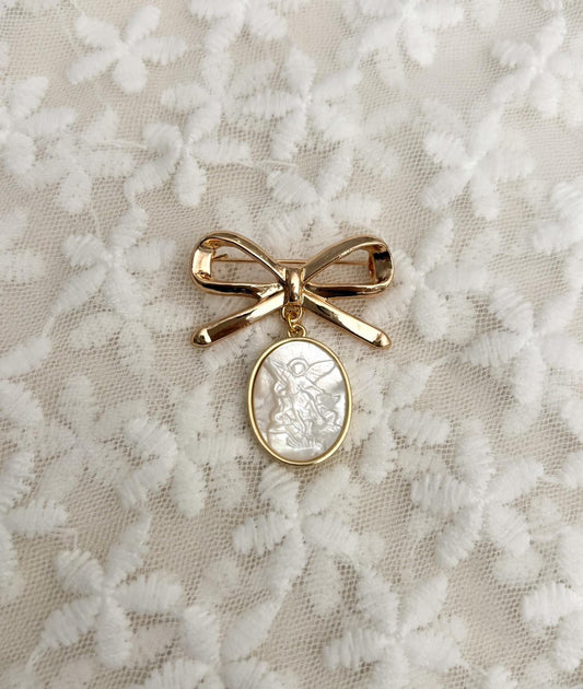 St Michael pendant brooch - Catholic jewelry keepsake gift