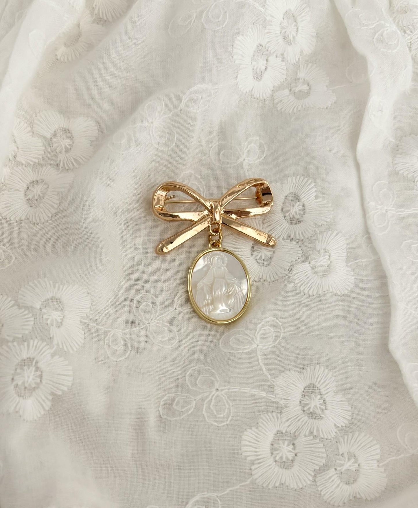 Catholic Baptism gift - Virgin Mary pendant brooch keepsake