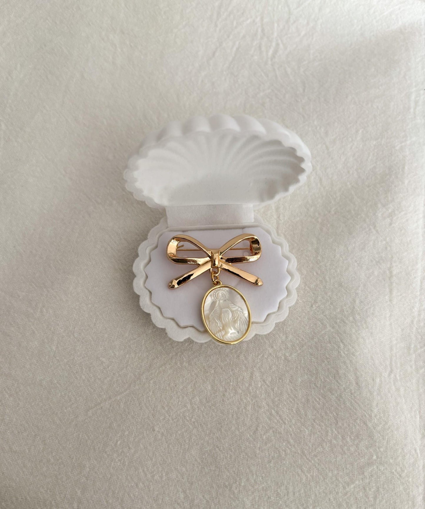 Catholic Baptism gift - Virgin Mary pendant brooch keepsake