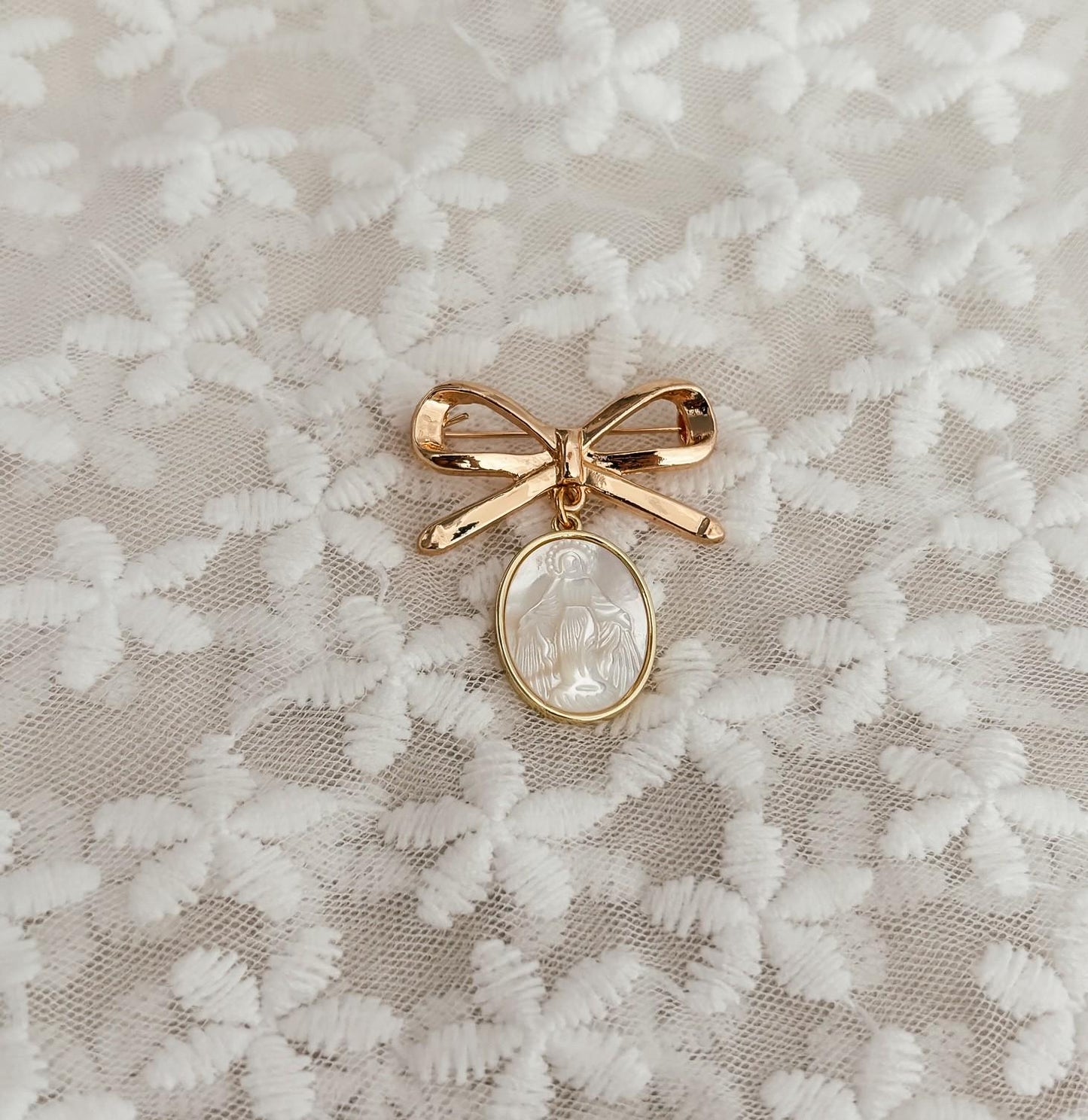 Catholic Baptism gift - Virgin Mary pendant brooch keepsake