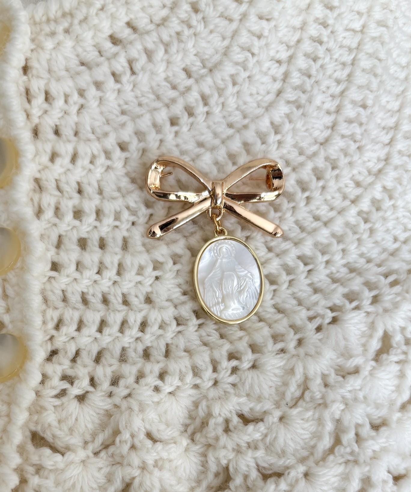 Catholic Baptism gift - Virgin Mary pendant brooch keepsake