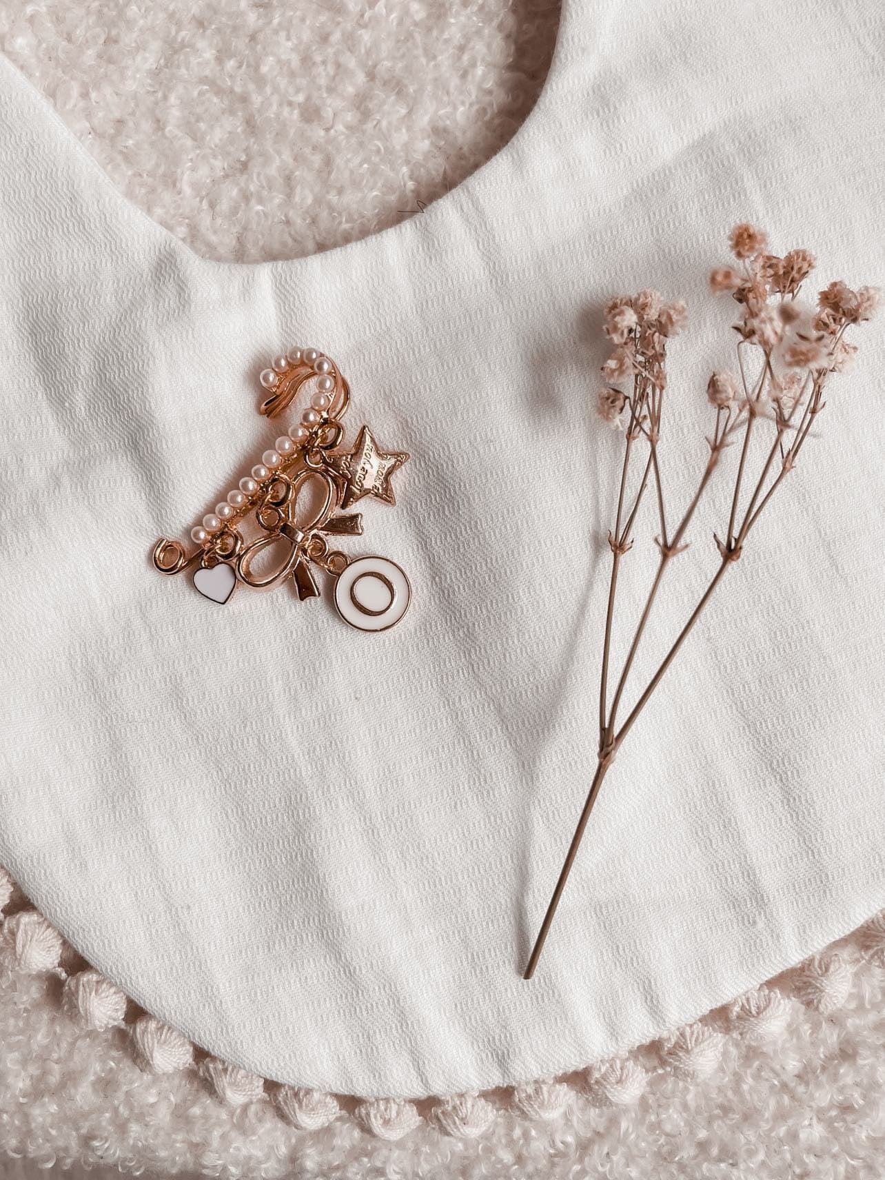 Small Gold Pearl Baby Keepsake pin brooch
