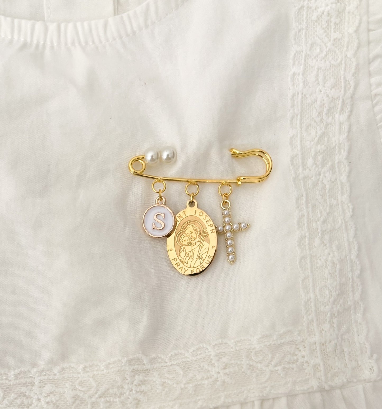 St Joseph Personalised Baby keepsake brooch